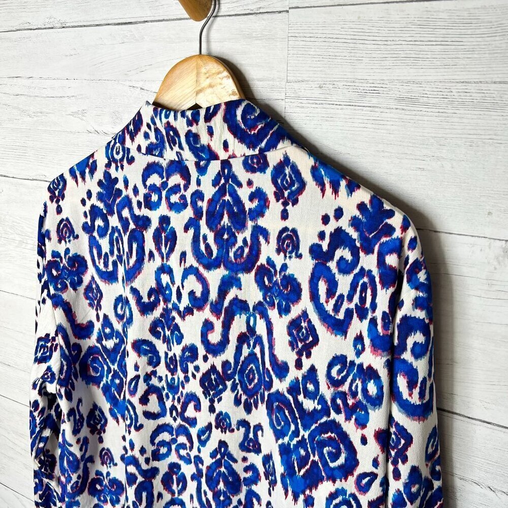 Zara Blouse Womens Size Large Tribal Puma Pattern Tunic Magali Shirt Colorful - Picture 11 of 14